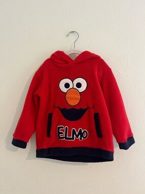 Vintage Sesame Street Elmo Hoodie Red Fleece Graphic Pullover Cozy Fit Size 3T